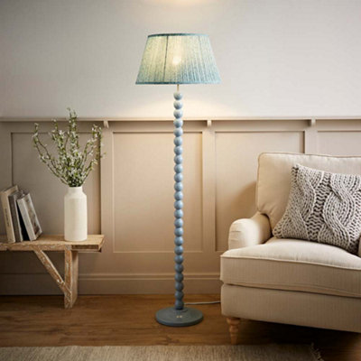 Valuelights Bobbins Pastel Floor Lamp With Leaf Pleated Shade Blue