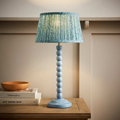 Valuelights Bobbin Pastel Blue Table Lamp With Leaf Pleated Shade from B&Q