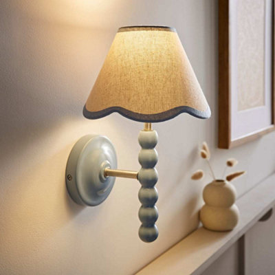 B&Q -  Bobbin Blue Wall Light With Trim Scallop Shade