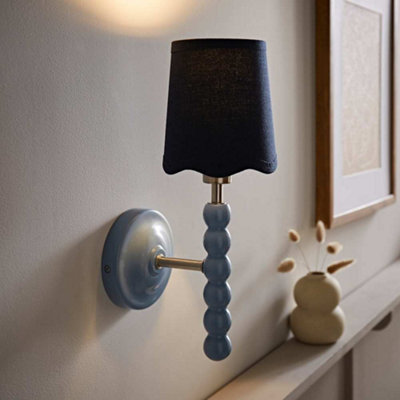 Valuelights Blue/Light Bobbin Wall With Navy Linen Scallop Shade