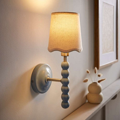 B&Q -  Bobbin Powder Blue Wall Light With Scallop Shade