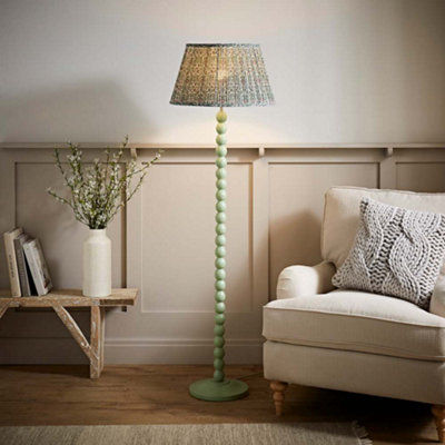 Valuelights Bobbins Pastel Floor Lamp With Floral Pleated Shade Green