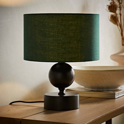 B&Q -  Anthony Candlestick Table Lamp With Green Drum Shade