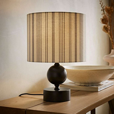 B&Q -  Anthony Candlestick Table Lamp With Linen Stripe Shade