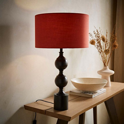 B&Q -  Declan Candlestick Table Lamp With Rust Drum Shade