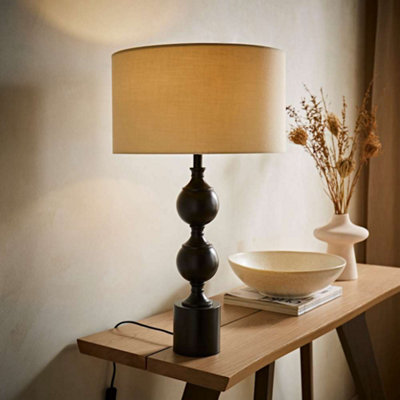 B&Q -  Declan Candlestick Table Lamp With Cream Shade