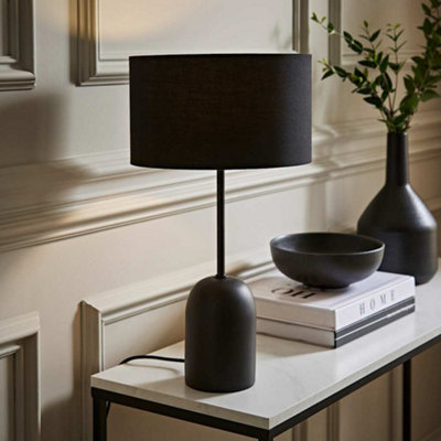 Valuelights Black Kaiden Dome Table Lamp With Drum Shade