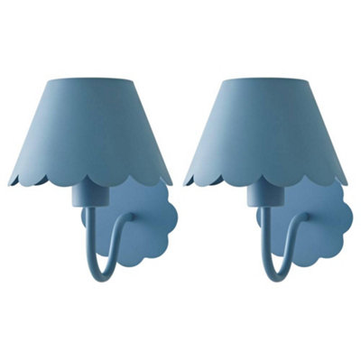B&Q -  Hattie Pair Of Blue Scallop Rechargeable Wall Lights