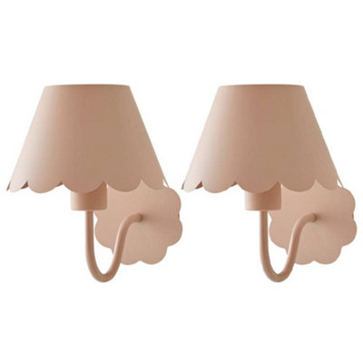 B&Q -  Hattie Pair Of Pink Scallop Rechargeable Wall Lights