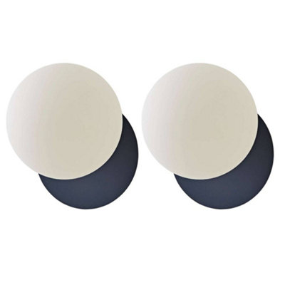 B&Q -  Darla Pair Of Navy Frosted Globe Bathroom Wall Lights