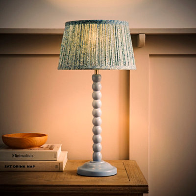 Valuelights Bobbin Pastel Blue Table Lamp With Leaf Pleated Shade And Bulb from B&Q