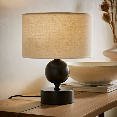 B&Q -  Anthony Candlestick Table Lamp With Linen Drum Shade And Bulb