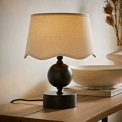 B&Q -  Anthony Candlestick Table Lamp With Linen Scallop Shade And Bulb