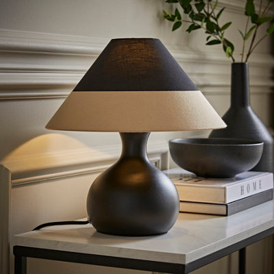 B&Q -  Rupert Black Table Lamp With Two Tone Cone Tapered Shade And Bulb