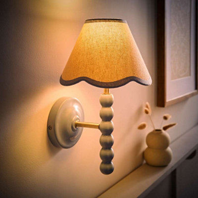 Valuelights Bobbin Wall With Trim Scallop Shade And Bulb Blue/Light
