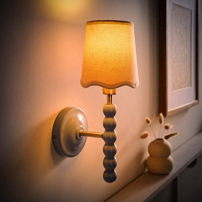Valuelights Bobbin Powder Blue Wall Light With Scallop Shade And Bulb from B&Q