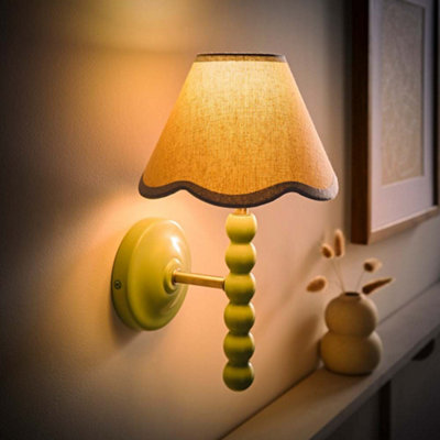 Valuelights Green/Light/Blue Values Bobbin Wall With Trim Scallop Shade And Bulb