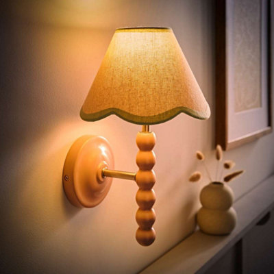 Valuelights Pink/Light/Green Values Bobbin Wall With Trim Scallop Shade And Bulb