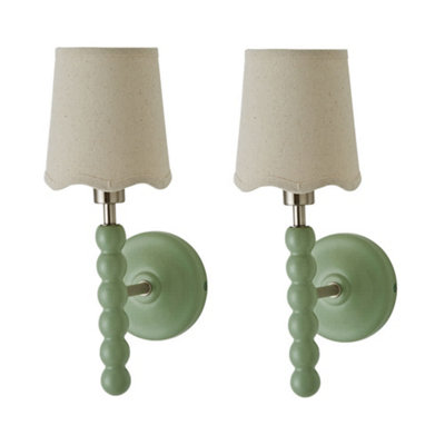 Valuelights Bobbin Pair Of Green Wall Lights With Scallop Shade And Bulbs from B&Q
