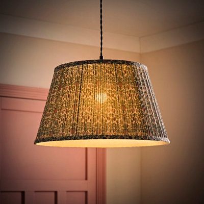 B&Q -  Abel Large Floral Pleated Tapered Lamp Shade And Bulb (D)45Cm