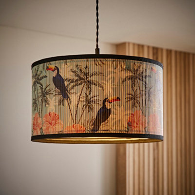 Valuelights Daintree Medium Pastel Jungle Bamboo Drum Ceiling Lamp Shade And Bulb (D)35Cm from B&Q