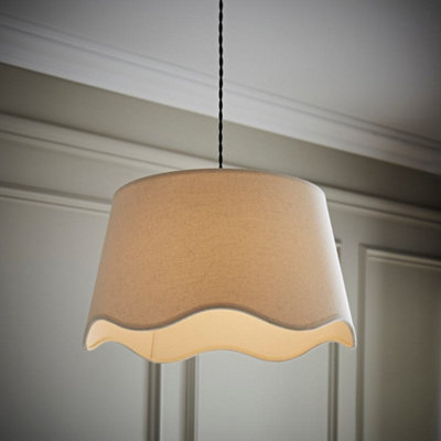 Valuelights Mabel Large Natural Scallop Edge Linen Lamp Shade And Bulb (D)45Cm from B&Q