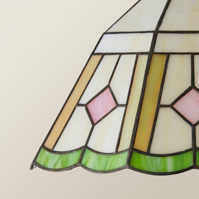 Valuelights Beatrix Tiffany Ceiling Lamp Shade And Bulb (D)26.5Cm Cream/Green/Yellow