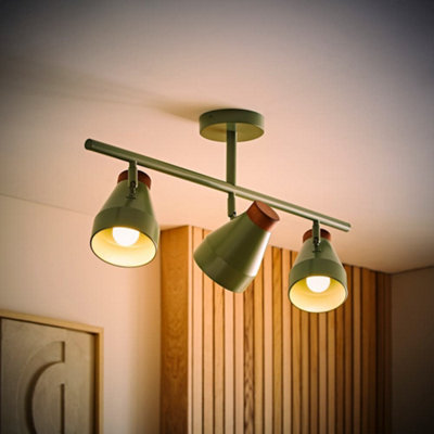 Valuelights Unisex Pale Green Parker Gloss And Walnut Dome Lamp 3 Way Bar Ceiling Light With Bulbs In - Image 8