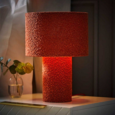 Valuelights Ash Rust Boucle Table Lamp And Bulb from B&Q