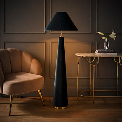 Valuelights Martha Conical Teal Velvet Midi Floor Lamp And Bulb from B&Q