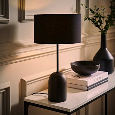 Valuelights Black Kaiden Dome Table Lamp With Drum Shade And Bulb