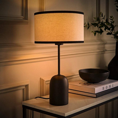 Valuelights Black Kaiden Dome Table Lamp With Trim Linen Shade And Bulb