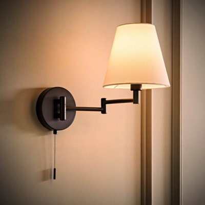 Valuelights Black/Light Sonia Matte Swing Arm Wall With Tapered Shade And Bulb