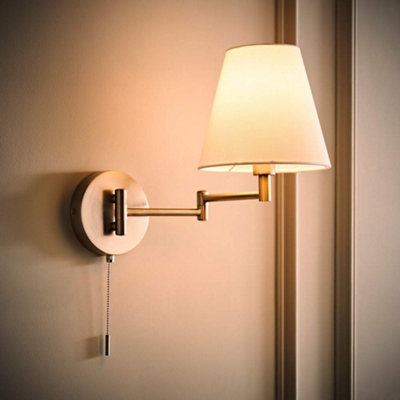 Valuelights Light Sonia Brushed Chrome Swing Arm Wall With Tapered Shade And Bulb
