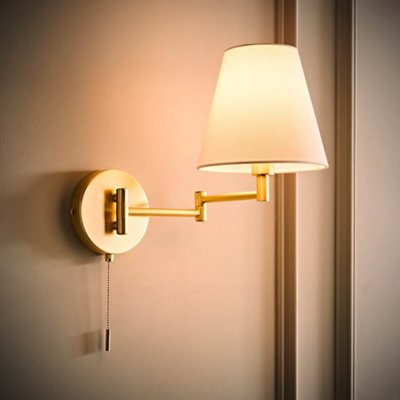 Valuelights Gold/Light Sonia Brushed Swing Arm Wall With Tapered Shade And Bulb