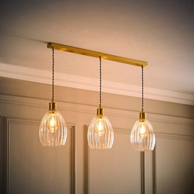 Valuelights Unisex Gold Cheltenham Ribbed Glass Dome Drop Bar Diner Ceiling Light With Bulbs In Size 3 - Image 5