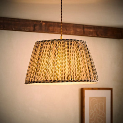 B&Q -  Grange Large Green Floral Pleated Lamp Shade And Bulb