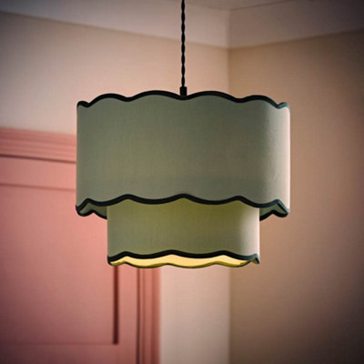 B&Q -  Sloane 2 Tier Green Colour Clash Scallop Ceiling Lamp Shade And Bulb