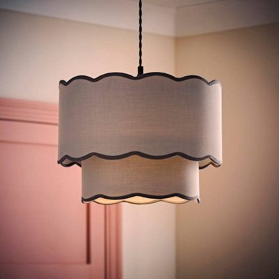 B&Q -  Sloane 2 Tier Grey Colour Clash Scallop Ceiling Lamp Shade And Bulb