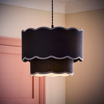B&Q -  Sloane 2 Tier Navy Colour Clash Scallop Ceiling Lamp Shade And Bulb