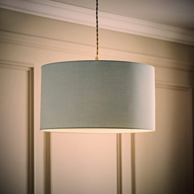 Valuelights Blue Reni Duck Egg Fabric Drum Ceiling Lamp Shade And Bulb (D)45Cm Small