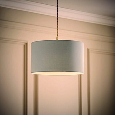 B&Q -  Reni Duck Egg Blue Fabric Drum Ceiling Lamp Shade And Bulb (D)35Cm