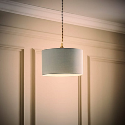 Valuelights Reni Duck Egg Blue Fabric Drum Ceiling Lamp Shade And Bulb (D)25Cm from B&Q