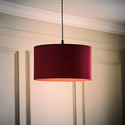 Valuelights Reni Plum Fabric Drum Ceiling Lamp Shade And Bulb (D)35Cm Small