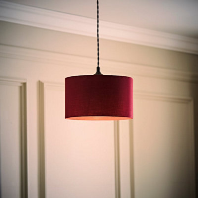Valuelights Reni Plum Fabric Drum Ceiling Lamp Shade And Bulb (D)25Cm from B&Q