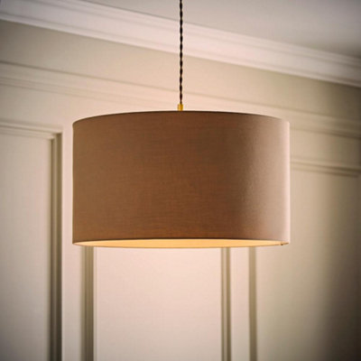 Valuelights Reni Taupe Fabric Drum Ceiling Lamp Shade And Bulb (D)45Cm from B&Q