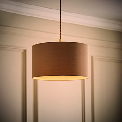 Valuelights Reni Taupe Fabric Drum Ceiling Lamp Shade And Bulb (D)35Cm from B&Q