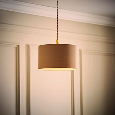 B&Q -  Reni Taupe Fabric Drum Ceiling Lamp Shade And Bulb (D)25Cm