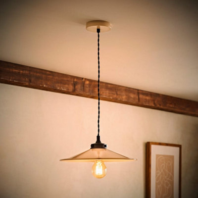 Valuelights Light Hampstead Natural Rolled Edge Tapered Pendant Ceiling And Bulb