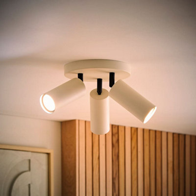 B&Q -  Taylor Matte Beige Tube 3 Way Adjustable Ceiling Spotlight And Bulbs